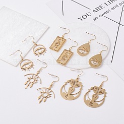 Boucles d'oreilles pendantes à breloques creuses sur le thème des chakras&nbsp;EJEW-JE04720