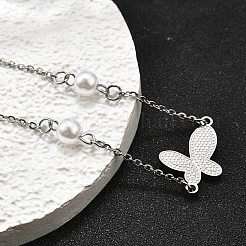Bracelets à maillons papillon en acier inoxydable 304&nbsp;BJEW-C098-01D-P