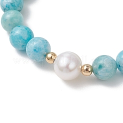 Bracelets extensibles ronds en hémimorphite naturelle et perles de culture d'eau douce pour femmes&nbsp;BJEW-JB13321-03