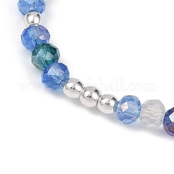 Braccialetti elastici in perline di vetro elettroplaccate rotonde sfaccettate per donna&nbsp;BJEW-JB11628-01