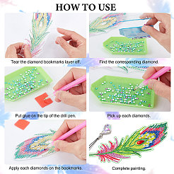 Diy feder lesezeichen mit anhänger diamant malerei kits&nbsp;DIY-WH0366-56