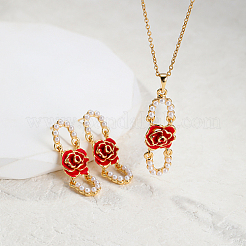 Ovales Schmuckset aus Kunststoffperlen mit Blumen&nbsp;YW1382-2
