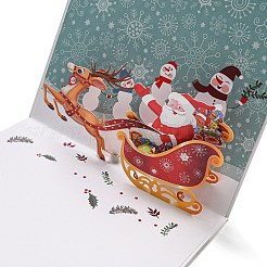 Carte de voeux en papier pop up rectangle 3d cerf voiture&nbsp;AJEW-P124-D02