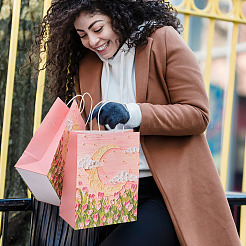 6 sac cadeau en papier imprimé de fleurs&nbsp;ABAG-TADJ0001-08A