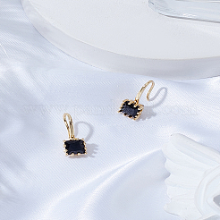 2 paire de boucles d'oreilles pendantes carrées en laiton et oxyde de zirconium&nbsp;EJEW-LP0007-019G-02