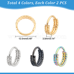 8 pieza de pendientes de aro con anillo trenzado de 4 colores para niñas y mujeres&nbsp;STAS-DC0008-52
