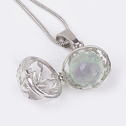 Ottone delle collane del pendente della scatola di preghiera&nbsp;NJEW-JN02071