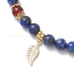 Bracelets extensibles en lapis-lazuli naturel et cornaline naturelle&nbsp;BJEW-JB11964