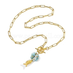 Colliers pour femmes avec pendentif en larimar naturel de l'océan et coquillage blanc&nbsp;NJEW-JN06475