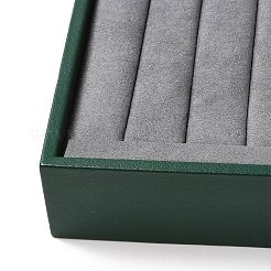 Gli anelli rettangolari in pelle sintetica a 6 slot espongono i vassoi con interno in velluto grigio&nbsp;VBOX-C003-03