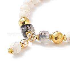7 pièces 7 style naturel teint malaisie jade & agate & verre perlé ensemble de bracelets extensibles&nbsp;BJEW-JB08892-02
