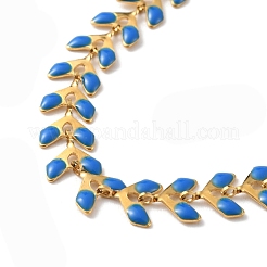 Pulsera de cadena de eslabones de espiga de trigo esmaltada&nbsp;BJEW-P271-02G