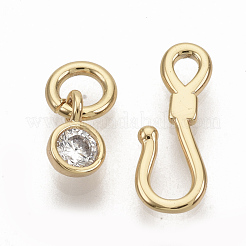 Messing Micro Pave klare Zirkonia Haken und S-Haken Verschlüsse&nbsp;KK-T051-26G-NF