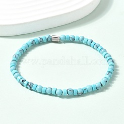 Braccialetti elastici in perline turchesi sintetiche per donna uomo&nbsp;PW-WG6A9BA-03