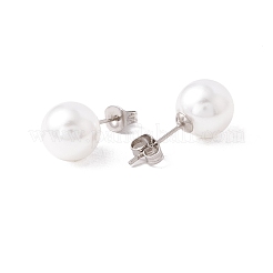 6 Paar runde Kugel-Ohrstecker mit Muschelperlen&nbsp;EJEW-A067-18A-P