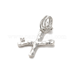 Ciondoli pendenti europei in ottone placcato a cremagliera con micro pavé di zirconi cubici&nbsp;KK-L210-015P-X
