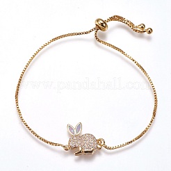 Verstellbare Messing Bunny Bolo Armbänder&nbsp;BJEW-G593-07G
