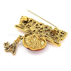 Tema navideño de aleación de zinc dorado con broches de rhinestone.&nbsp;LS-JEWB-B018-01AG-05