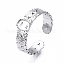 Anlaufgeschützter offener Manschettenfingerring aus Edelstahl 304 mit Cabochon-Fassungen&nbsp;STAS-T060-09P