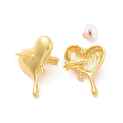 Orecchini a bottone in lega con cuore e freccia&nbsp;EJEW-E268-01G