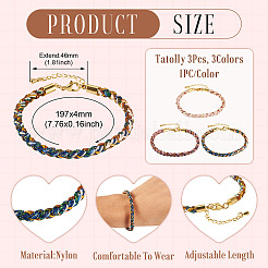 3 Stück 3 Farben 4 mm geflochtene Nylonschnur-Armbänder&nbsp;FIND-TA0009-40A