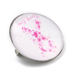 Broches en verre avec ruban de sensibilisation au cancer du sein&nbsp;JEWB-L019-01E