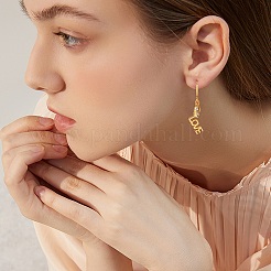 Parola amore orecchini a cerchio in ottone pendenti&nbsp;EJEW-SW00001-03