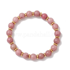 Braccialetti elastici con perline di rodocrosite naturale per uomo e donna&nbsp;BJEW-JB12125-01