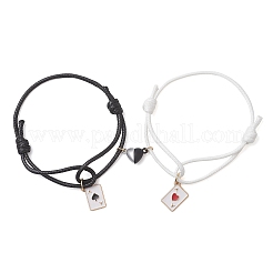 Bracelet à breloques en alliage émaillé représentant l'as de pique (2 pièce)&nbsp;BJEW-JB13424