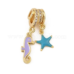 Pendentifs en laiton micro pavé de zircones cubiques transparentes&nbsp;CU-CBA30E8-06G