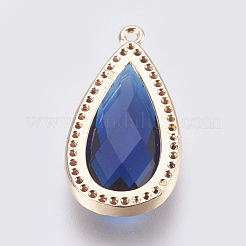 Pendentifs de verre en laiton&nbsp;X-KK-O105-01KCG-G