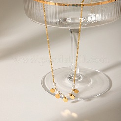 Elegante Halsketten aus Edelstahl mit Kunstperlen und Scheiben für Damen&nbsp;CZ7605