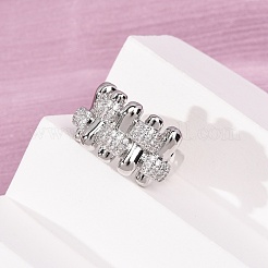 Offene Manschettenringe aus Messing mit Mikropavé und Zirkonia für Damen&nbsp;RJEW-A098-02P