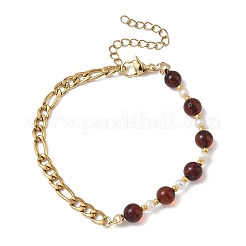 Armbänder aus natürlichem Bernstein und Süßwasserzuchtperlen&nbsp;BJEW-JB13694-02