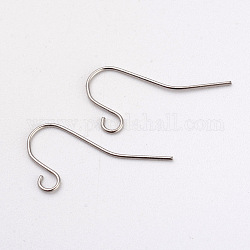 316L Surgical Stainless Steel Earring Hooks, Ear Wire, with Horizontal Loop, Stainless Steel Color, 17x8mm, Hole: 1.6mm, Pin: 0.5mm