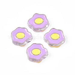 Perline acrilico trasparente, con smalto, uovo affogato, viola, 22x25x9mm, Foro: 3 mm