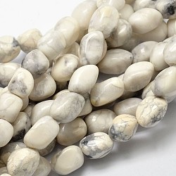 Pépites de howlite naturelles brins de perles, pierre roulée, 13~18x10~13mm, Trou: 1mm, Environ 21~26 pcs/chapelet, 15.74 pouce