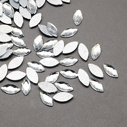 Transparent Faceted Horse Eye Acrylic Hotfix Rhinestone Flat Back Cabochons for Garment Design, Clear, 7x15x3mm, about 2000pcs/bag