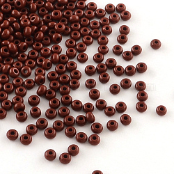 Чешские Бусины, 11/0 круглые бусины из стекла семян, темно-красный, 2x1.5 мм, отверстие : 1 мм, около 30000 шт / упаковка, 450 г / мешок