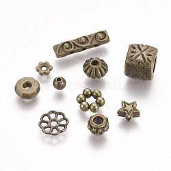 Tibetan Style Alloy Spacer Beads, Mixed Shapes, Antique Bronze, 5~23x4~12x2~7mm, Hole: 1.5~5.5mm