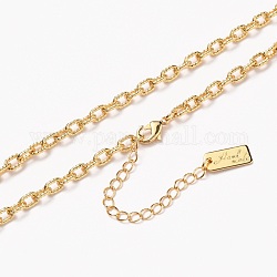 Cadena de cable de latón collares, con cierre de langosta, Plateado de larga duración, textura, hecha palabra de la mano, real 18k chapado en oro, 20-1/4 pulgada (51.5 cm)