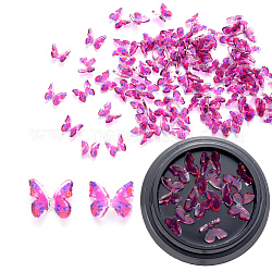 Cabochons en résine, accessoires nail art de décoration, 3 d papillon, violette, 7x7~8x2~3mm, 10 pcs / boîte