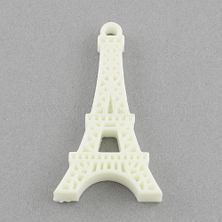Solid Color Plastic Resin Eiffel Tower Pendants, Beige, 45x24x5mm, Hole: 3mm
