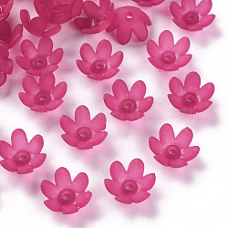 Protezioni tallone acrilico smerigliato, 6 -petal, fiore, camelia, 14x6mm, Foro: 2 mm, circa 1660pcs/500g