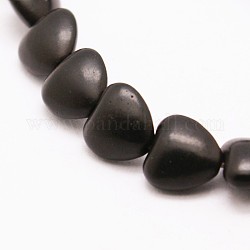 Herz synthetischen Türkis Perlen Stränge, gefärbt, Schwarz, 12x12x5 mm, Bohrung: 1 mm, ca. 36 Stk. / Strang, 15.7 Zoll