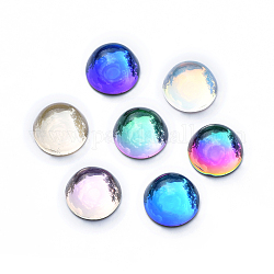 Cabochons de cristal transparente, espalda plana, medio redondo / cúpula, color mezclado, 10x5.8~6mm