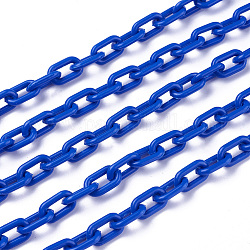 ABS-Kunststoff-Kabelketten, Oval, Blau, 13.5~14x8x2 mm, 14.9 Zoll~15.35 Zoll (38~39 cm)/Strang