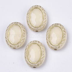 Perles acryliques plaquées, métal enlacée, ovale, bisque, 17.5x13.5x6mm, Trou: 1.6mm