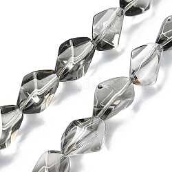 Perlglanz plattierte, galvanisierte, transparente Glasperlenstränge, Nuggets, Grau, 22x12.5x15 mm, Bohrung: 1.4 mm, ca. 30 Stk. / Strang, 25.20'' (64 cm)
