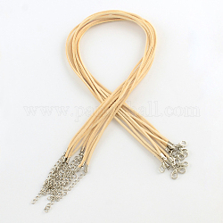 Fabricación de collar de cordón de gamuza sintética de 2 mm con cadenas de hierro y cierres  de pinza de langosta, trigo, 44x0.2 cm